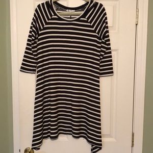 Moa Moa Black and White Striped Swing Dress NWT